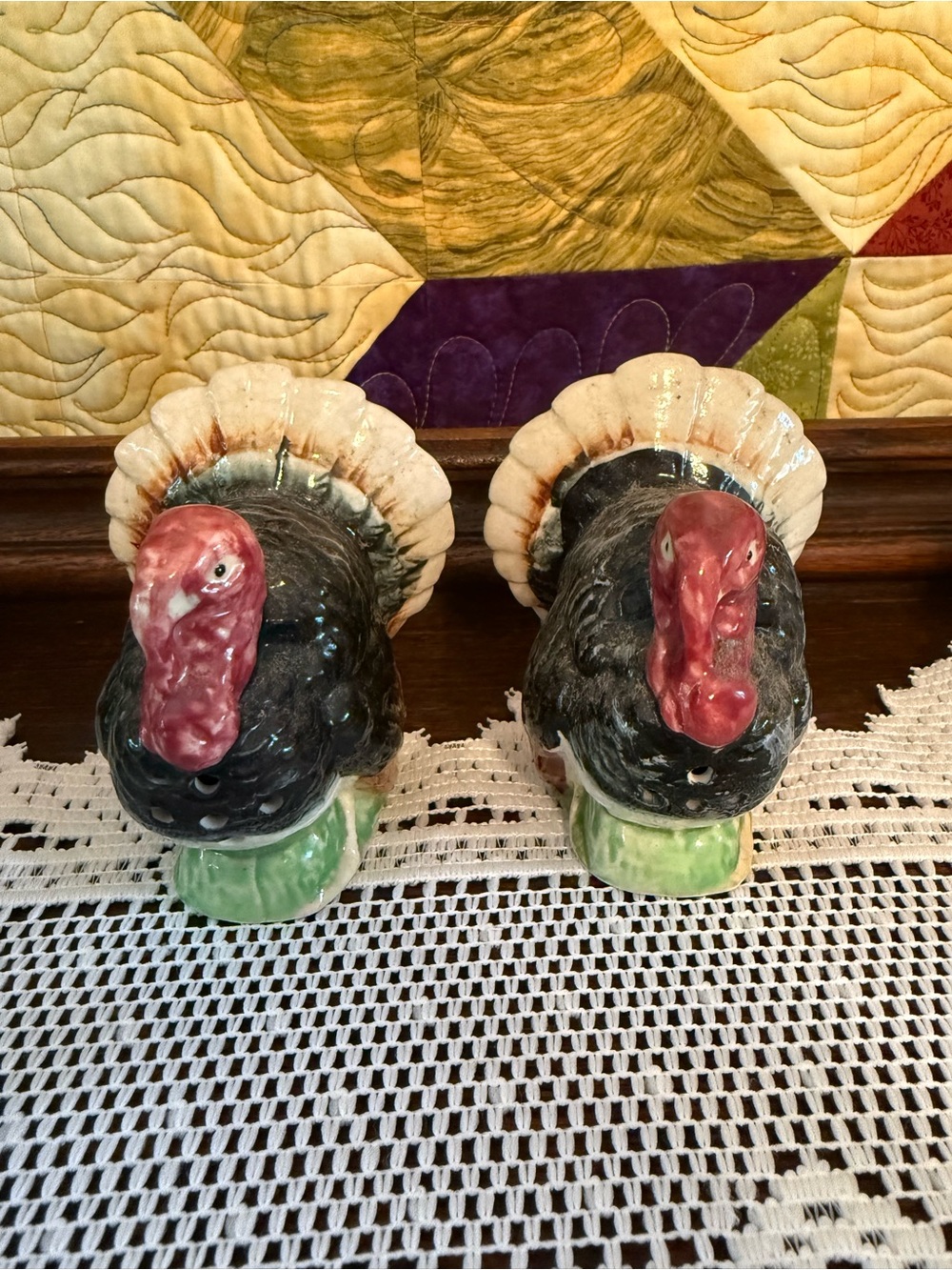 Vtg Thanksgiving Turkey Salt & Pepper Shakers Set MCM Ceramic Japan